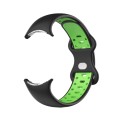 For Google Pixel Watch Two-Color Silicone Watch Band Women(Black Fluorescent Green)