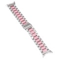 For Google Pixel Watch Three Strains Stainless Steel Metal Watch Band (Pink)
