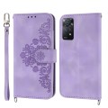 For Xiaomi Redmi Note 11 Pro Skin-feel Flowers Embossed Wallet Leather Phone Case(Purple)
