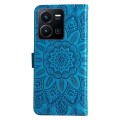 For vivo Y35 4G / Y22s / Y22 Embossed Sunflower Leather Phone Case(Blue)