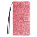 For vivo Y35 4G / Y22s / Y22 Embossed Sunflower Leather Phone Case(Rose Gold)