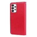 For Samsung Galaxy A73 5G Rose Embossed Flip PU Leather Phone Case(Red)