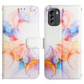 For Nokia G60 5G PT003 Marble Pattern Flip Leather Phone Case(Galaxy Marble White LS004)