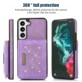 For Samsung Galaxy S22 Three-fold RFID Leather Phone Case with Lanyard(Purple)