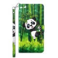 For Samsung Galaxy S23 5G 3D Painting Pattern TPU + PU Phone Case(Panda Climbing Bamboo)
