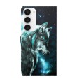 For Samsung Galaxy S23 5G 3D Painting Pattern TPU + PU Phone Case(Wolf)