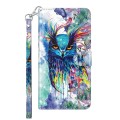 For Samsung Galaxy S23 ultra 5G 3D Painting Pattern TPU + PU Phone Case(Watercolor Owl)
