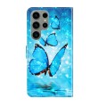For Samsung Galaxy S23 ultra 5G 3D Painting Pattern TPU + PU Phone Case(Three Butterflies)