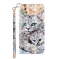 For Samsung Galaxy S23 Ultra 3D Painted Leather Phone Case(Two Loving Cats)