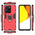 For vivo Y35 4G PC + TPU Shockproof Protective Phone Case with Magnetic Ring Holder(Red)