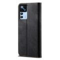 For Xiaomi 12T/12T Pro/Redmi K50 Ultra Denim Texture  Horizontal Flip Leather Phone Case(Black)