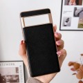 For Google Pixel 6 Pro Nano Electroplating Cross Texture Genuine Leather Phone Case(Black)