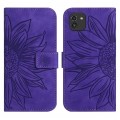 For Samsung Galaxy A03 166mm Skin Feel Sun Flower Pattern Flip Leather Phone Case with Lanyard(Dark