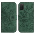 For Samsung Galaxy A03S 166mm Skin Feel Sun Flower Pattern Flip Leather Phone Case with Lanyard(Gree
