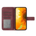 For Samsung Galaxy A04S Skin Feel Sun Flower Pattern Flip Leather Phone Case with Lanyard(Wine Red)