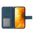 For Samsung Galaxy M33 5G Skin Feel Sun Flower Pattern Flip Leather Phone Case with Lanyard(Inky Blu