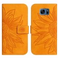 For Samsung Galaxy S7 Edge Skin Feel Sun Flower Pattern Flip Leather Phone Case with Lanyard(Yellow)