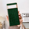 For Google Pixel 6 Crocodile Texture Genuine Leather Electroplating Phone Case(Dark Green)
