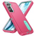 For Samsung Galaxy S23 5G 3 in 1 Rugged Holder Phone Case(Pink+Blue)