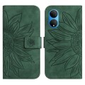 For Honor X7 Skin Feel Sun Flower Pattern Flip Leather Phone Case with Lanyard(Green)