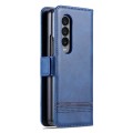 For Samsung Galaxy Z Fold4 AZNS Magnetic Calf Texture Horizontal Flip Leather Phone Case(Dark Blue)