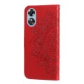 For OPPO A17 7-petal Flowers Embossing Leather Phone Case(Red)