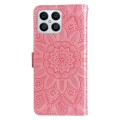 For Honor X8 5G / X6 Embossed Sunflower Leather Phone Case(Rose Gold)