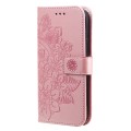 For Samsung Galaxy S23 5G 7-petal Flowers Embossing Leather Phone Case(Rose Gold)