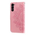 For Samsung Galaxy S23 5G 7-petal Flowers Embossing Leather Phone Case(Rose Gold)