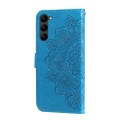 For Samsung Galaxy S23 5G 7-petal Flowers Embossing Leather Phone Case(Blue)