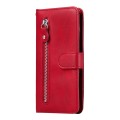 For Samsung Galaxy S23 5G Calf Texture Zipper Leather Phone Case(Red)