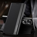 For Honor 70 Side Electroplated Magnetic Leather Phone Case(Black)