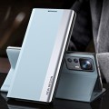 For Xiaomi 12T / 12T Pro / Redmi K50 Ultra Side Electroplated Magnetic Leather Phone Case(Light Blue