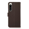 For Sony Xperia 5 IV KHAZNEH Side-Magnetic Litchi Genuine Leather RFID Case(Brown)