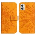 For Motorola Moto E22 4G/E22i 4G Skin Feel Sun Flower Pattern Flip Leather Phone Case with Lanyard(Y