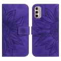 For Motorola Moto G Stylus 5G 2022 Skin Feel Sun Flower Pattern Flip Leather Phone Case with Lanyard