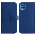For Motorola Moto G100 Skin Feel Sun Flower Pattern Flip Leather Phone Case with Lanyard(Dark Blue)