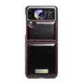 For Samsung Galaxy Z Flip4 CaseMe 003 Crazy Horse Texture Leather Phone Case(Wine Red)