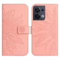 For OPPO Reno8 4G/Reno8 5G Skin Feel Sun Flower Pattern Flip Leather Phone Case with Lanyard(Pink)