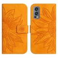 For OnePlus Nord 2 Skin Feel Sun Flower Pattern Flip Leather Phone Case with Lanyard(Yellow)