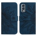 For OnePlus Nord 2T Skin Feel Sun Flower Pattern Flip Leather Phone Case with Lanyard(Inky Blue)