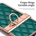 For Samsung Galaxy Z Flip4 Grid Leather Pattern Electroplating Frame Folding Phone Case(Green)
