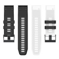For Garmin Fenix 7 Two-color Silicone Watch Band(White Black)
