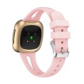 For Fitbit Versa 3 / 4 Water-drop Slim Silicone Watch Band, Size:L(Pink)