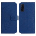 For ZTE Axon 20 4G/20 5G Skin Feel Sun Flower Pattern Flip Leather Phone Case with Lanyard(Dark Blue