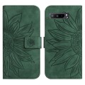 For Asus ROG Phone 3 ZS661KS Skin Feel Sun Flower Pattern Flip Leather Phone Case with Lanyard(Green