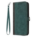 For Honor 70 Side Buckle Double Fold Hand Strap Leather Phone Case(Dark Green)