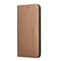 For vivo Y22s Carbon Fiber Texture Magnetic Flip Leather Phone Case(Brown)