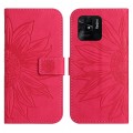 For Xiaomi Redmi 10C Skin Feel Sun Flower Pattern Flip Leather Phone Case with Lanyard(Rose Red)