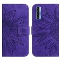For TCL 20S / 20 5G / 20L / 20L+ Skin Feel Sun Flower Pattern Flip Leather Phone Case with Lanyard(D